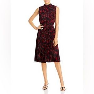 💖Nanette Lepore NWT pleated midi floral dress size 6, black/red
